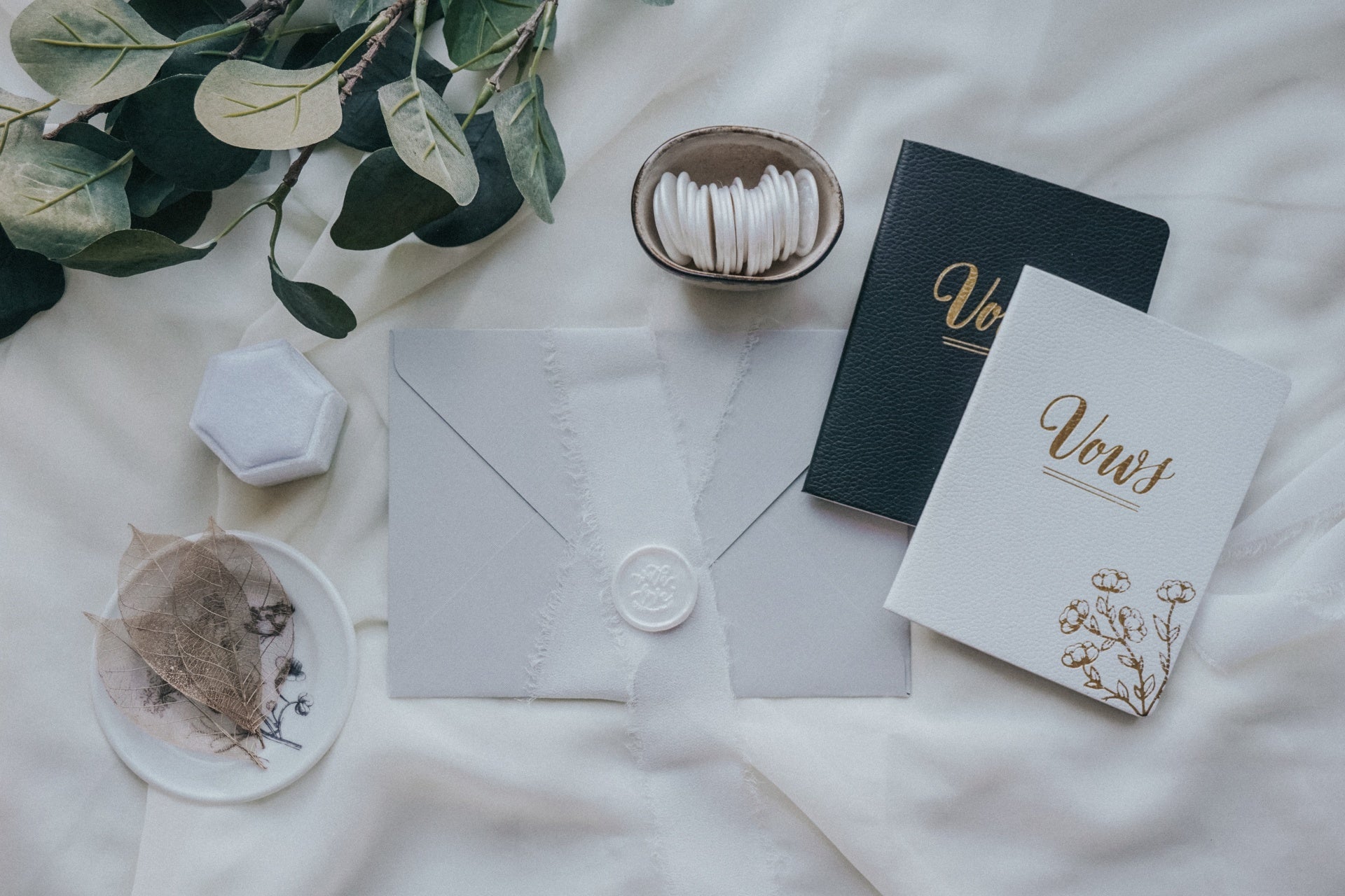 with_love-wax_seal-Dove_white-wax_seals_in_bowl-envelope-wedding_items_and_botanical_flatlay-background_2 - Made of Honour Co.16184552193b4706ec-1
