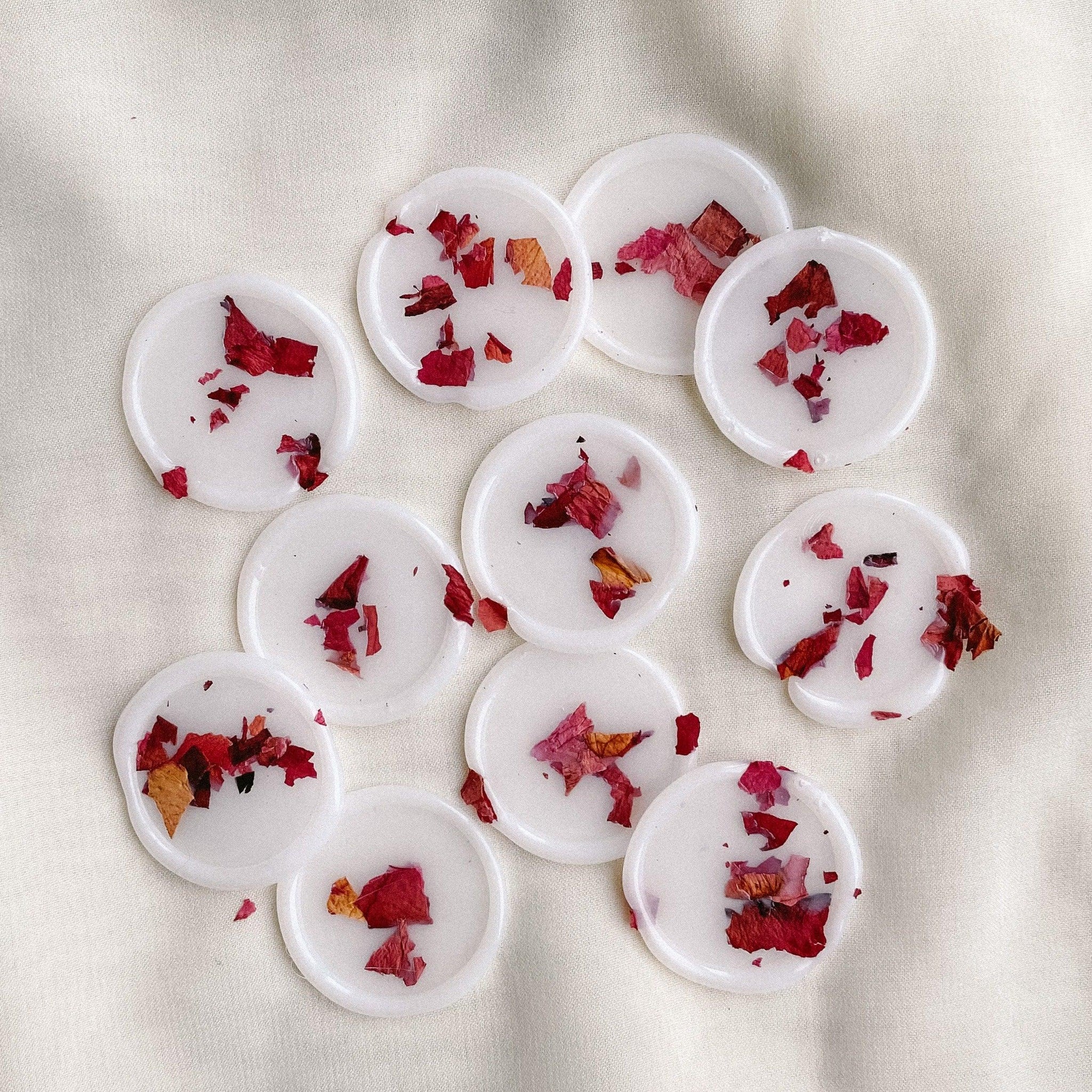Dried roses wax seals - Set of 9 - Made of Honour Co.